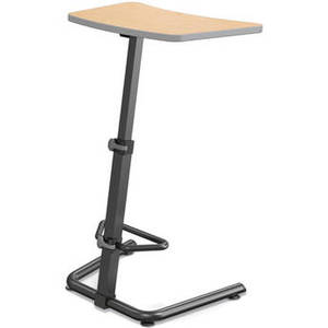 Up-Rite Height Adjustable Sit/Stand Desk (Fusion Maple Finish, Platinum Edge)