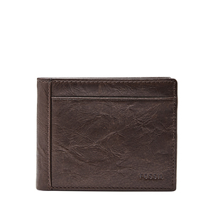 Mens Neel Flip ID Bifold Leather Wallet Brown